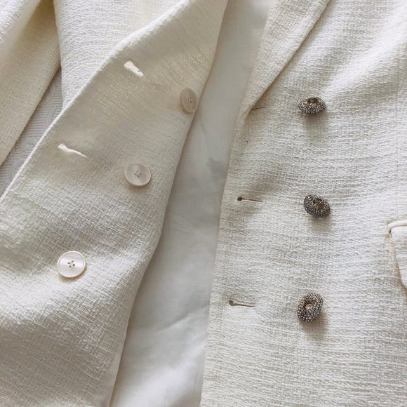 NWT! ZARA TEXTURED BLAZER DRESS LONG WINTER WHITE 3118/273 SMALL Balmain - Picture 7 of 9